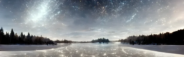 winter landscape, starry night